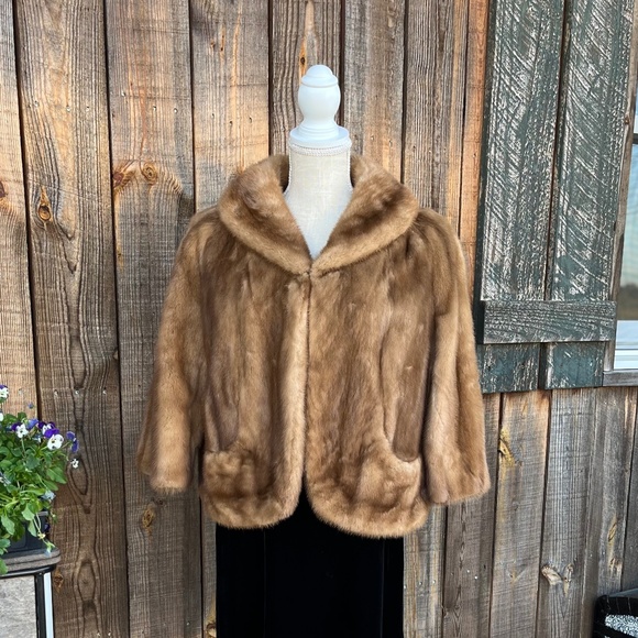 French Room Jackets & Blazers - Vintage French Room mink fur in shades of Whiskey size Small